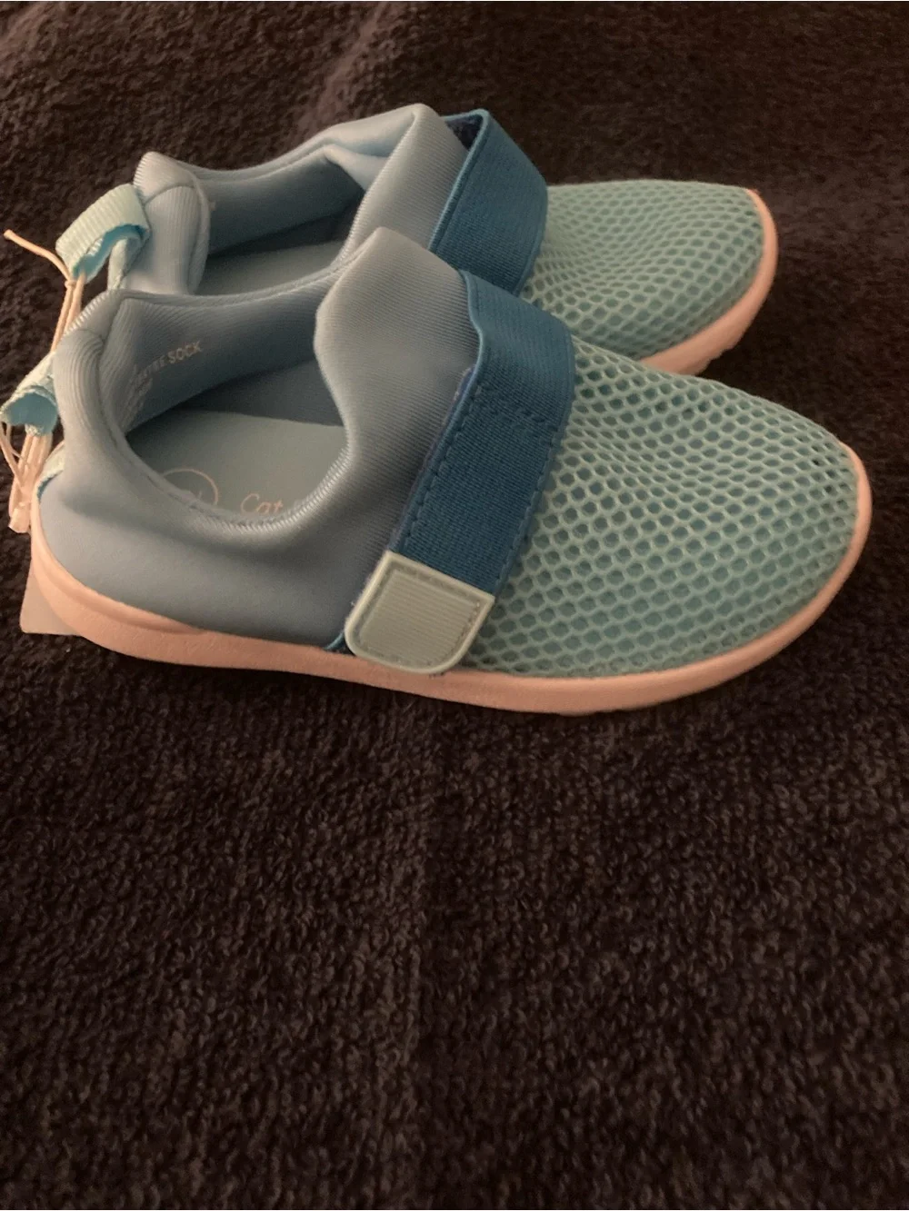 Cat & Jack Light Blue Mesh Slip-On Water Shoes with Hook Strap